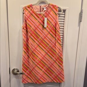 Frances Valentine Pink Multicolor Diagonal-Stripe Mini Dress